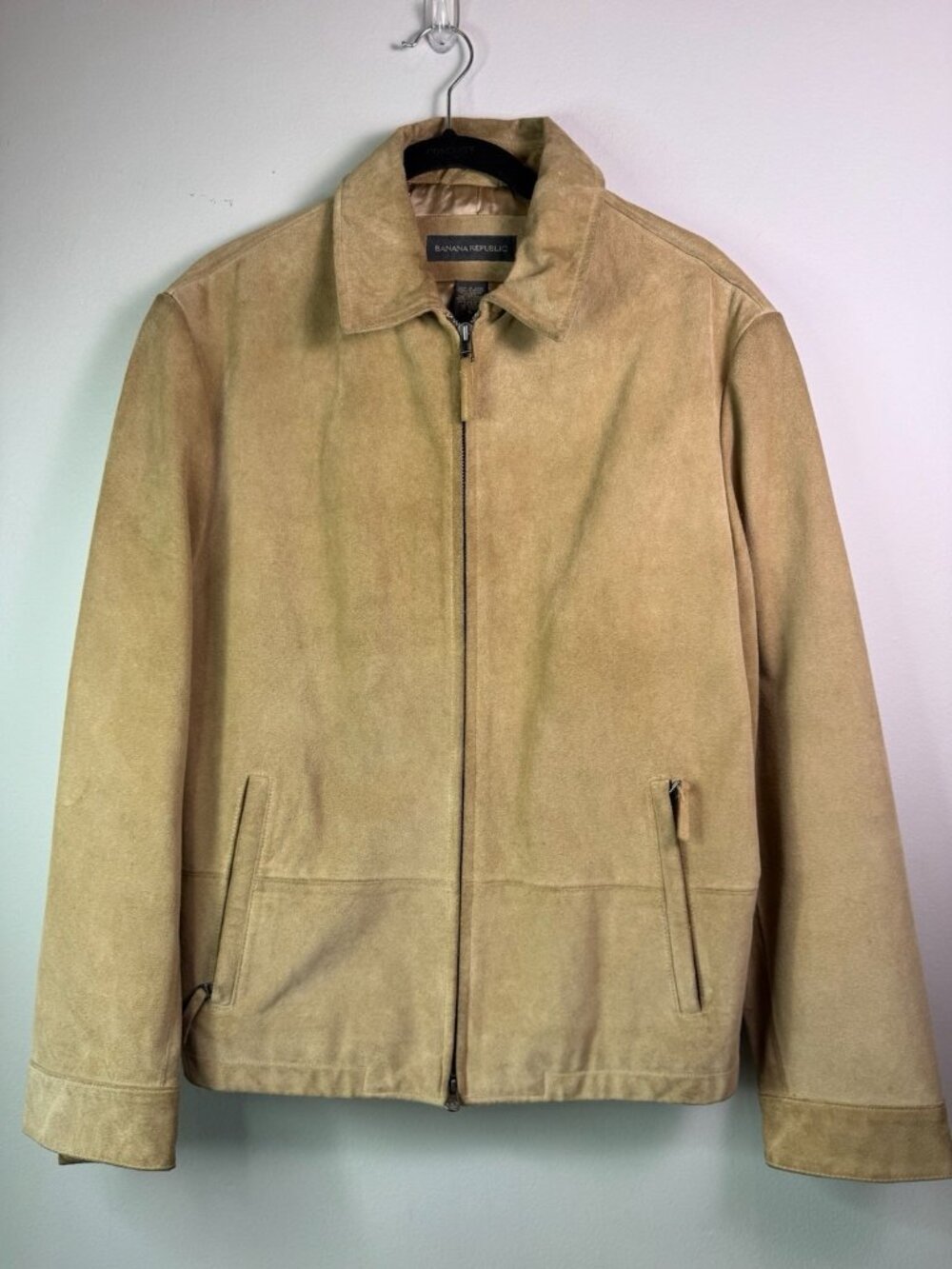 Banana Republic Men’s Suede Leather Collared Zip Up Jacket Size Small